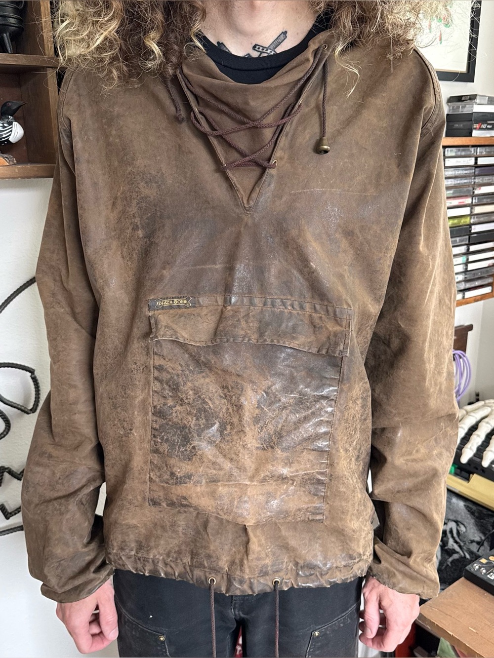 Vintage 80s 90s Driza-Bone Oilskin Hooded Parka ~ Size Large